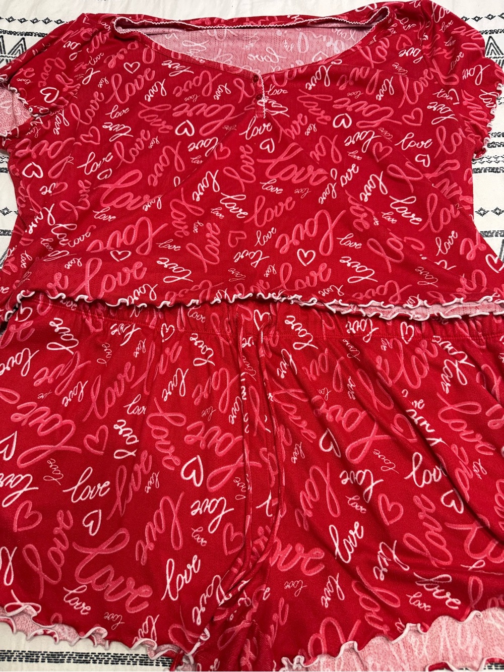 Red 'Love' Short Pajama Set - Women's Intimates & Sleepwear